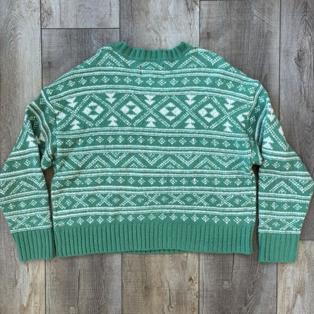 American Eagle Womens Green Fair Isle Crewneck Sweater Size L St. Patrick NWT - Picture 6 of 10